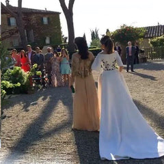 Wedding Dresses Bateau Embroidery Romantic Half Sleeve Bridal Gown TN241