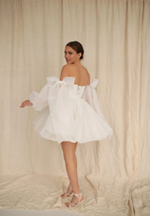Weitese Dress Short Wedding Dress With Sleeves Elegant Dress Reception Dress Rehearsal Dinner Dress Bridal Dress