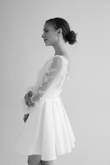 Weitese Dress Short wedding dress Elegant dress Reception dress Bride Dress With Long Sleeves Applique