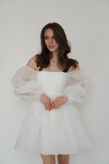 Weitese Dress With Long Sleeves Rehearsal Dinner Dress Elegant Dress Bridal Dress Engagement Dress Short Wedding Dress