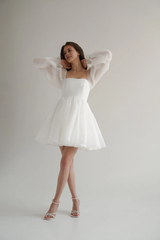 Weitese Dress With Long Sleeves Rehearsal Dinner Dress Elegant Dress Bridal Dress Engagement Dress Short Wedding Dress
