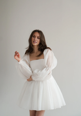 Weitese Dress With Long Sleeves Rehearsal Dinner Dress Elegant Dress Bridal Dress Engagement Dress Short Wedding Dress