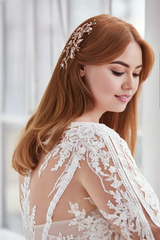 Weitese Prom Dress In Store Long Sleeve V Neck Wedding Dress Mermaid Applique With Train Dress For Wedding