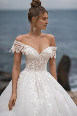 Weitese Prom Dress In Store Off-the-shoulder Strapless A-line Wedding Dress With Overlength Train Dress For Wedding
