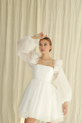 Weitese Dress Short Wedding Dress Elegant Dress Off Shoulder A-line Reception Dress Engagement Dress Bride Dress