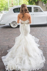 Mermaid transparent stiff gauze wedding dress elegant bridal gown with belt