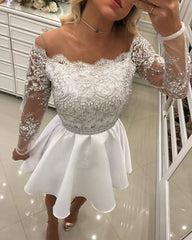 Skin Color Neckline Satin Homecoming Dresses Lace Long Sleeves