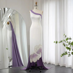 Vintage Butterfly Design Beaded One-shoulder Mermaid Long Prom Dress Evening Dress HZ1024