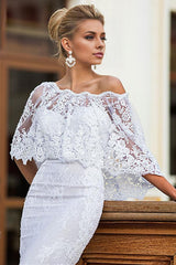 Spaghetti Straps Lace Wedding Dresses Mermaid Sweep Train Bridal Gowns