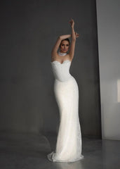 Wedding dress Basque Waist V Corset Wedding Dress Pearl  Wedding Dress Sparkly Wedding Dress