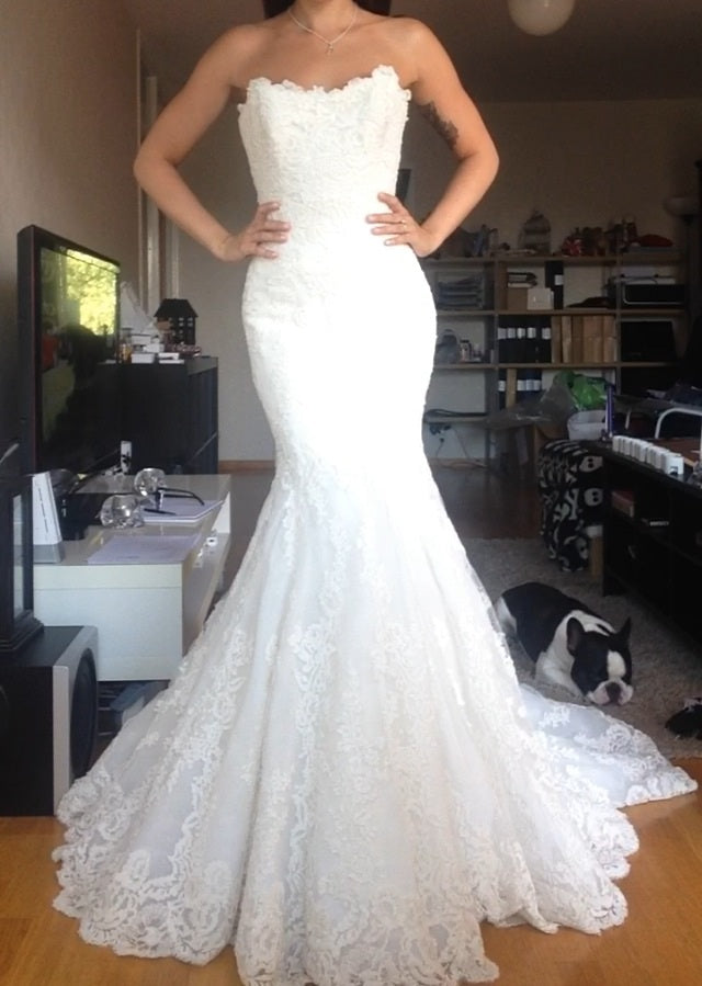 Lace Mermaid Bridal Gown Popular Custom Made Trumpet Plus Size Wedding Dress