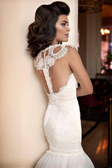 Wedding Dresses Applique Zipper Sweep Train Bridal Gowns