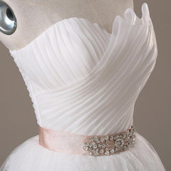 Lace Sash Wedding Dresses Lace-Up Bowknot Sleeveless Bridal Gowns