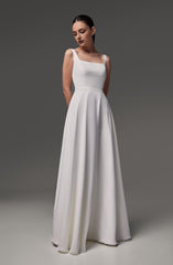 Modest wedding dress Simple wedding dress crepe wedding dress A-line silhouette square neckline