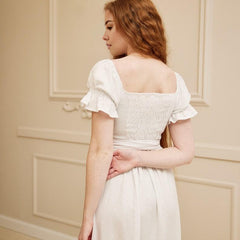 Linen white dress  Modest wedding dress romantic Simple wedding dress boho Alternative wedding dress