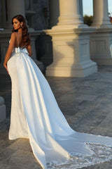 Mythical long mermaid sleeveless lace wedding dress