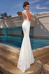 Wedding Dresses Open Back Tulle Bowknot Bridal Dresses with Beadings