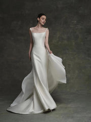Simple and Elegant Satin Wedding Dress Evening Dress Party Dress