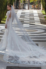 V-Neck Mermaid Bridal Dresses Appliques Long SleevesWith Lace Appliques