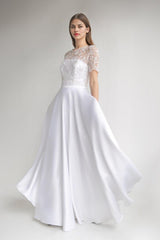 Modest Wedding Dress Satin Wedding Dress A-line Silhouette