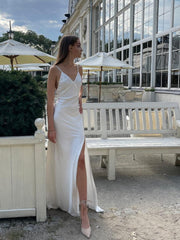 Simple Wedding Dress With Backless Satin Slip Dress For Reception Wedding Dress Wedding Guest Dress Courthouse Wedding Dress