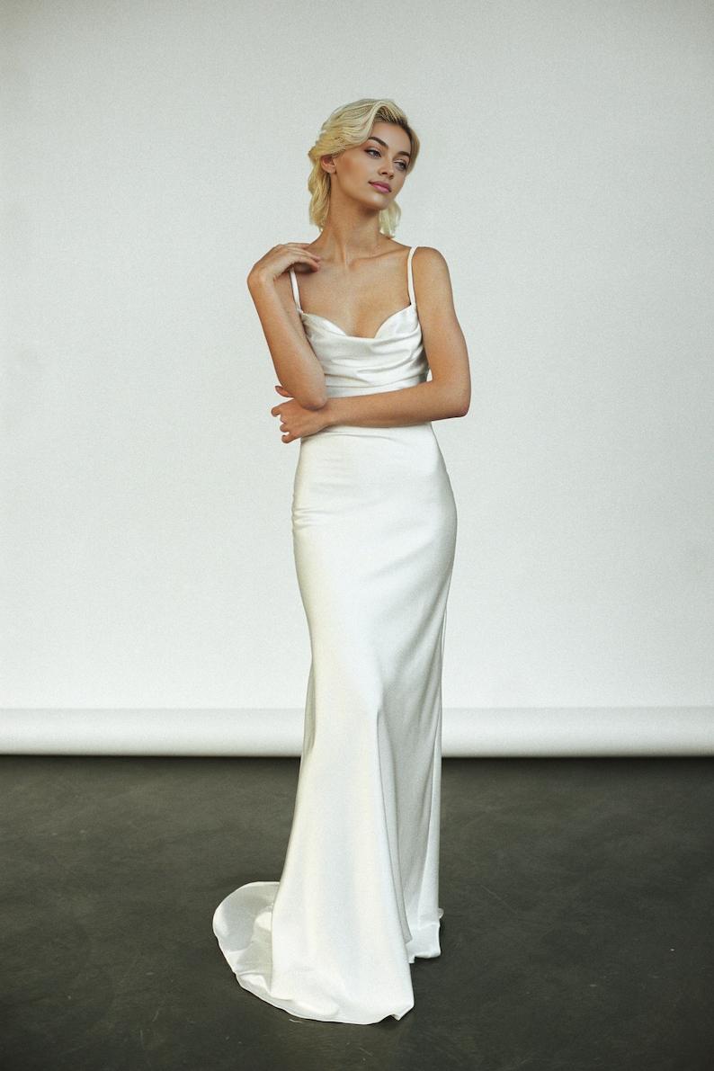 Slip wedding dress Bias cut satin wedding dress neckline wedding dress Beach wedding dress Summer bridal gown Satin slip gown