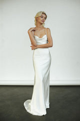 Slip wedding dress Bias cut satin wedding dress neckline wedding dress Beach wedding dress Summer bridal gown Satin slip gown