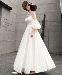 Tulle Long Prom Dress White Evening Dress