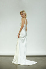 Slip wedding dress Bias cut satin wedding dress neckline wedding dress Beach wedding dress Summer bridal gown Satin slip gown