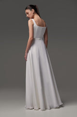 Modest wedding dress Simple wedding dress crepe wedding dress A-line silhouette square neckline