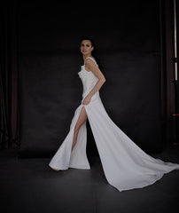 Wedding dress Embroidered corset dress Handmade bridal gown Open back dress with