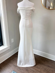Mermaid Off Shoulder Appliques Wedding Reception Dress with
