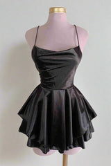 White Straps Lace-Up A-Line Short Party Dress