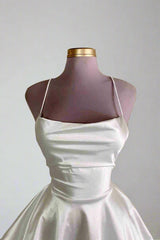 White Straps Lace-Up A-Line Short Party Dress