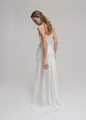 Simple Satin Cowl Neck Wedding Dress Modest Satin Wedding Dress Maxi Slip Dress Reception Wedding dress