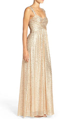 Straps Sweetheart Sequin Long Bridesmaid Dress Prom Gown