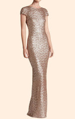 Simple Sleeves Sequin Long Bridesmaid Dress