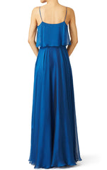 Spaghetti Straps Chiffon Long Bridesmaid Dress Simple Prom Gown