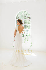 Elegant Scoop Cap Sleeves Mermaid Wedding Dresses