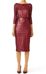 Half Sleeves Sequin Short Mother of the Brides Dress