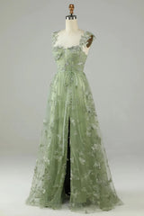 Wholesale Stunning A-Line Long Tulle Prom Dress with Split And 3D Butterflies prom clothing