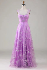 Wholesale Stunning A-Line Long Tulle Prom Dress with Split And 3D Butterflies prom clothing