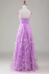 Wholesale Stunning A-Line Long Tulle Prom Dress with Split And 3D Butterflies prom clothing