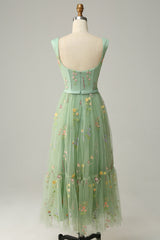 Champagne Long Prom Dress with Embroidery