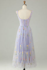 Princess A Line Champagne Long Prom Dress with Embroidery