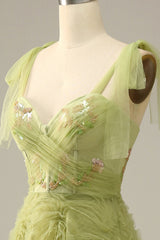 A-Line Light Green Tulle Prom Dress