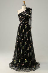 A-Line Green Long Prom Dress With Embroidery