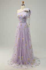 A-Line Green Long Prom Dress With Embroidery