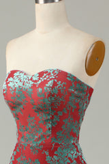 Mermaid Strapless Rust Velvet Bridesmaid Dress
