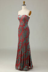 Mermaid Strapless Rust Velvet Bridesmaid Dress